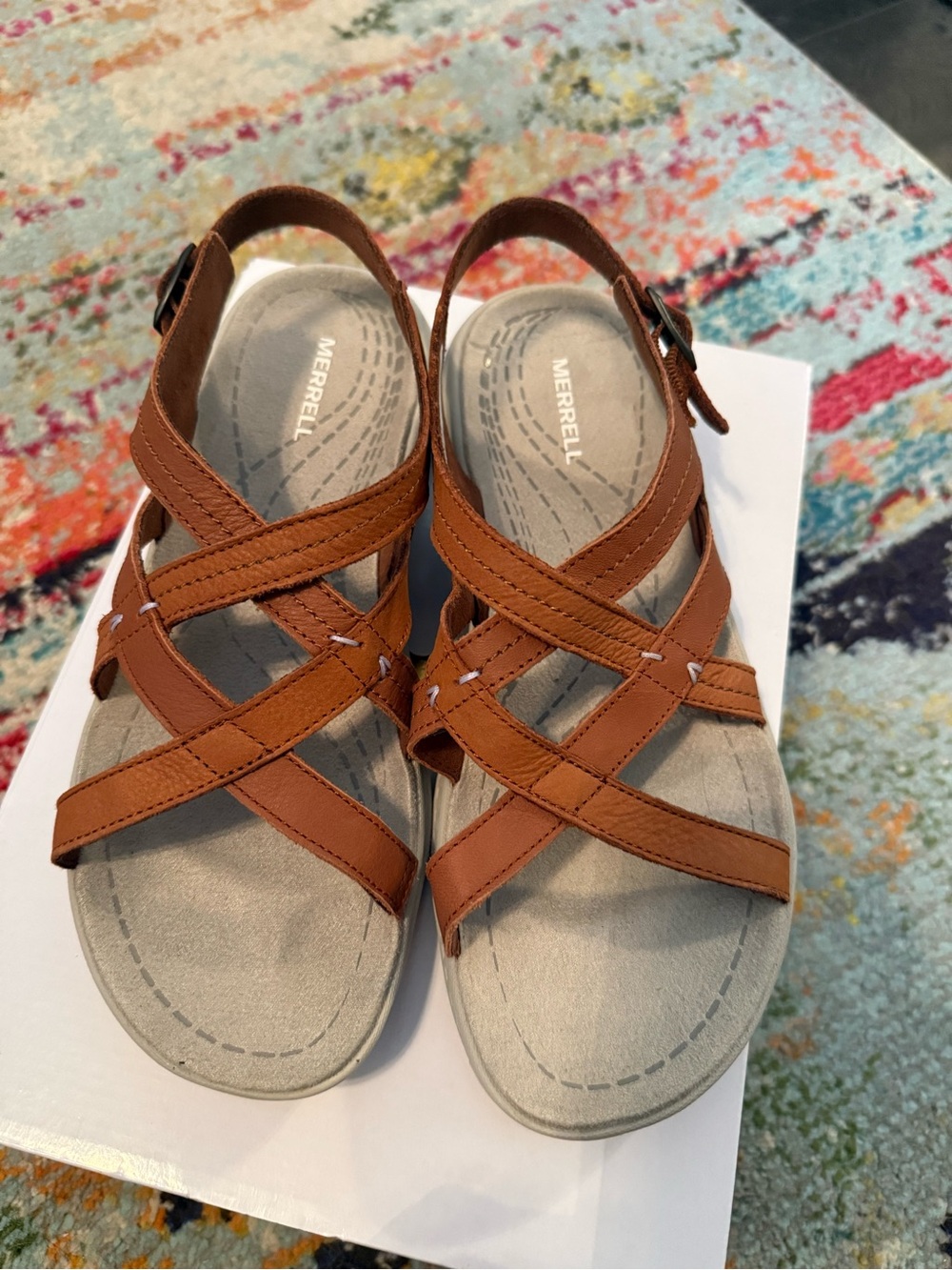 Merrell Women's Tan Leather Strappy Slingback Sandals
